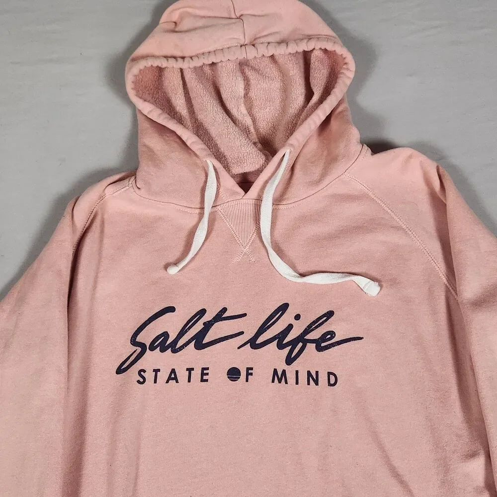 Salt Life Hoodie Adult Medium Peach State Of Mind Palm Tree Sweatshirt Unisex - Picture 2 of 7